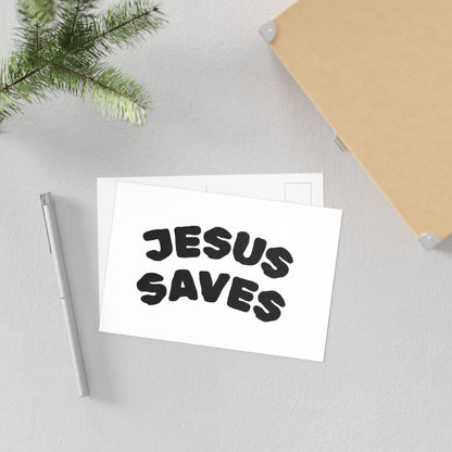 Jesus Save Postcard — Minimalist Faith Art Card (Set of Fine Art Postcards)
