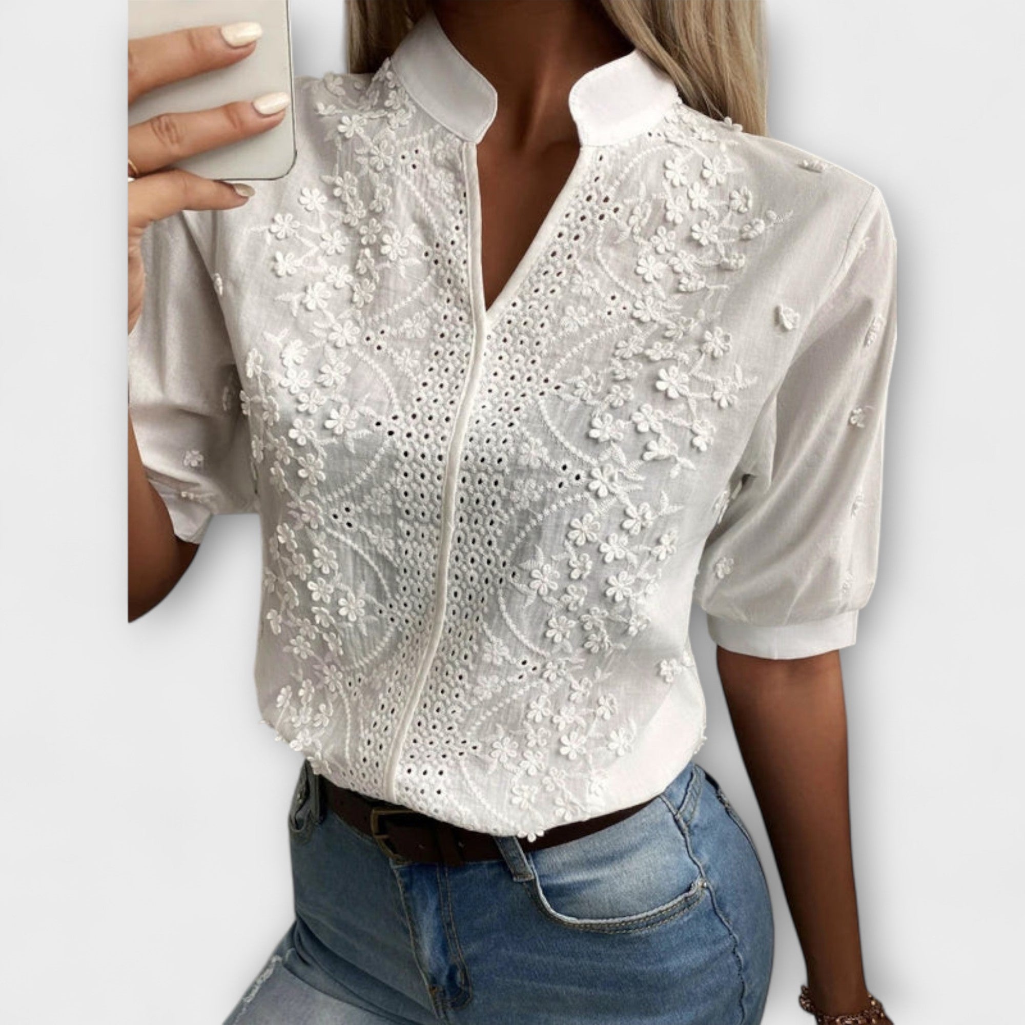 Élise - Mila Blouse with Exquisite Embroidery